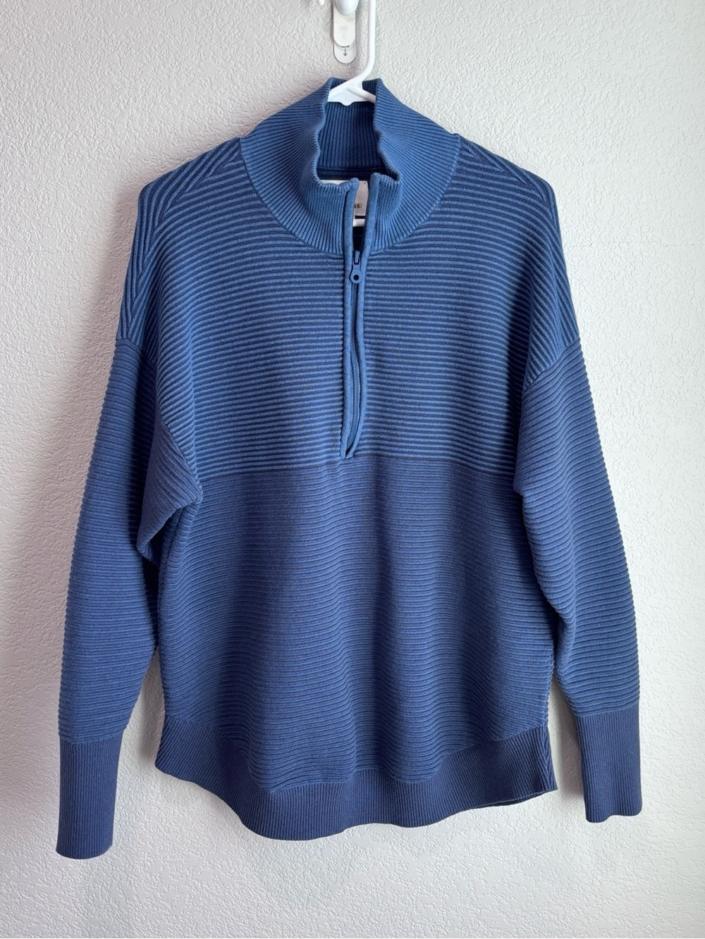 Offline by Aerie Ribbed Quarter Zip Pullover Sweater Blue Women’s Size Large